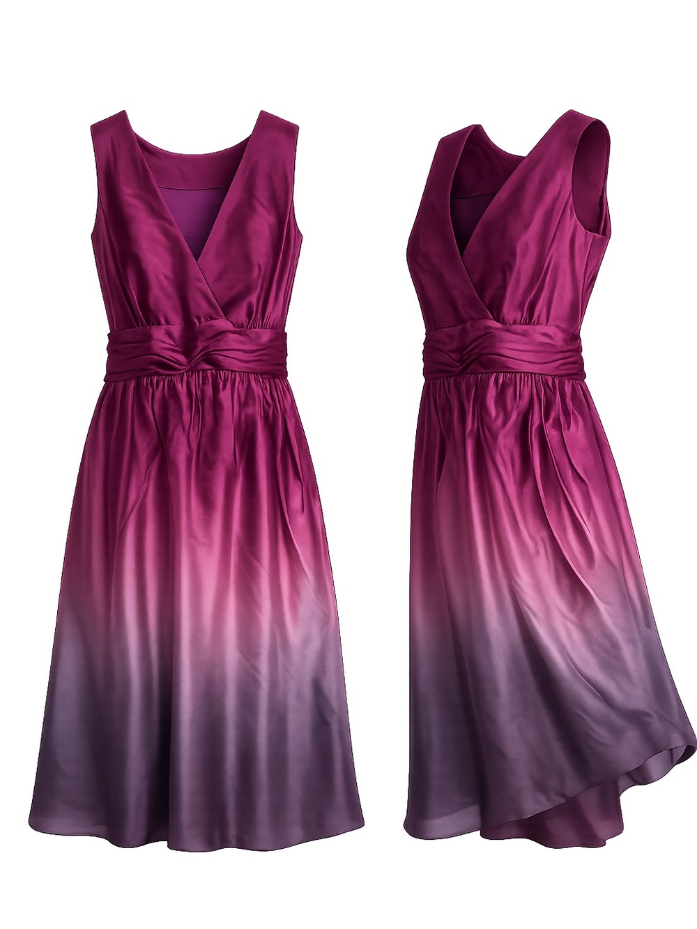 DKNYC 100% Silk Ombre Cocktail Dress Plum Purple Sleeveless Small Medium